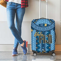Bula Fiji Vintage Luggage Cover Prussian Blue Masi Motifs