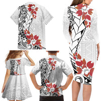 Bula Fiji Day Family Matching Long Sleeve Bodycon Dress and Hawaiian Shirt Tagimaucia on Masi Pattern LT7 - Polynesian Pride