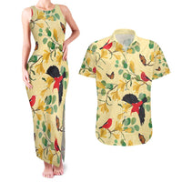 Aloha Hawaii Couples Matching Tank Maxi Dress and Hawaiian Shirt I'iwi on Mamane Pastel Cream LT7 Light Yellow - Polynesian Pride