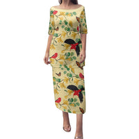 Aloha Hawaii Family Matching Puletasi and Hawaiian Shirt I'iwi on Mamane Pastel Cream LT7 Mom's Dress Light Yellow - Polynesian Pride