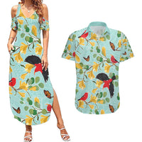 Aloha Hawaii Couples Matching Summer Maxi Dress and Hawaiian Shirt I'iwi on Mamane Pastel Turquoise LT7 Turquoise - Polynesian Pride