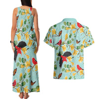 Aloha Hawaii Couples Matching Tank Maxi Dress and Hawaiian Shirt I'iwi on Mamane Pastel Turquoise LT7 - Polynesian Pride