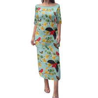 Aloha Hawaii Family Matching Puletasi and Hawaiian Shirt I'iwi on Mamane Pastel Turquoise LT7 Mom's Dress Turquoise - Polynesian Pride