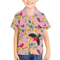 Aloha Hawaii Family Matching Off Shoulder Maxi Dress and Hawaiian Shirt I'iwi on Mamane Pastel Pink LT7 Son's Shirt Pink - Polynesian Pride