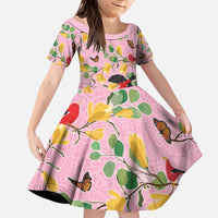 Aloha Hawaii Family Matching Puletasi and Hawaiian Shirt I'iwi on Mamane Pastel Pink LT7 Daughter's Dress Pink - Polynesian Pride