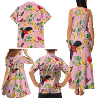Aloha Hawaii Family Matching Tank Maxi Dress and Hawaiian Shirt I'iwi on Mamane Pastel Pink