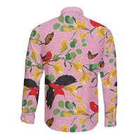 Aloha Hawaii Long Sleeve Button Shirt I'iwi on Mamane Pastel Pink LT7 - Polynesian Pride