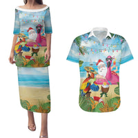 Have Yourself A Beachy Little Christmas Couples Matching Puletasi and Hawaiian Shirt with Santa Chilling LT7 Colorful - Polynesian Pride
