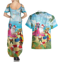 Have Yourself A Beachy Little Christmas Couples Matching Summer Maxi Dress and Hawaiian Shirt with Santa Chilling LT7 - Polynesian Pride