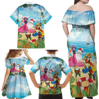 Have Yourself A Beachy Little Christmas Family Matching Off Shoulder Maxi Dress and Hawaiian Shirt with Santa Chilling LT7 - Polynesian Pride