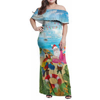 Have Yourself A Beachy Little Christmas Family Matching Off Shoulder Maxi Dress and Hawaiian Shirt with Santa Chilling LT7 Mom's Dress Colorful - Polynesian Pride