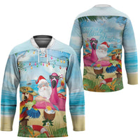 Have Yourself A Beachy Little Christmas Hockey Jersey with Santa Chilling - Polynesian Pride