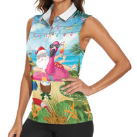 Have Yourself A Beachy Little Christmas Women Sleeveless Polo Shirt with Santa Chilling LT7 - Polynesian Pride