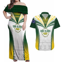 Cook Islands Rugby Custom Couples Matching Off Shoulder Maxi Dress and Hawaiian Shirt Kuki's Aitu Champions LT7 Colorful - Polynesian Pride
