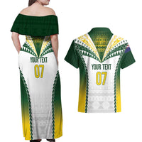 Cook Islands Rugby Custom Couples Matching Off Shoulder Maxi Dress and Hawaiian Shirt Kuki's Aitu Champions LT7 - Polynesian Pride