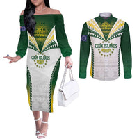 Cook Islands Rugby Custom Couples Matching Off The Shoulder Long Sleeve Dress and Long Sleeve Button Shirt Kuki's Aitu Champions LT7 Colorful - Polynesian Pride