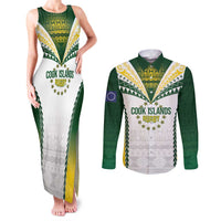Cook Islands Rugby Custom Couples Matching Tank Maxi Dress and Long Sleeve Button Shirt Kuki's Aitu Champions LT7 Colorful - Polynesian Pride