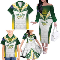 Cook Islands Rugby Custom Family Matching Off The Shoulder Long Sleeve Dress and Hawaiian Shirt Kuki's Aitu Champions LT7 - Polynesian Pride