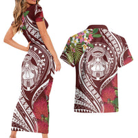 Aloha Hawaii Big Island Couples Matching Short Sleeve Bodycon Dress and Hawaiian Shirt Ohia Lehua Wahine LT7 - Polynesian Pride
