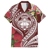 Aloha Hawaii Big Island Family Matching Off The Shoulder Long Sleeve Dress and Hawaiian Shirt Ohia Lehua Wahine LT7 - Polynesian Pride