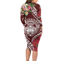 Aloha Hawaii Big Island Long Sleeve Bodycon Dress Ohia Lehua Wahine LT7 - Polynesian Pride
