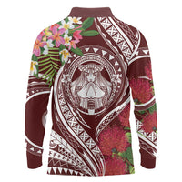 Aloha Hawaii Big Island Long Sleeve Polo Shirt Ohia Lehua Wahine LT7 - Polynesian Pride