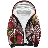 Aloha Hawaii Big Island Sherpa Hoodie Ohia Lehua Wahine LT7 Unisex Red - Polynesian Pride