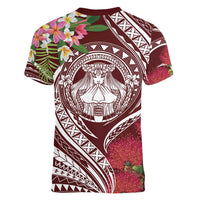 Aloha Hawaii Big Island Women V-Neck T-Shirt Ohia Lehua Wahine LT7 - Polynesian Pride