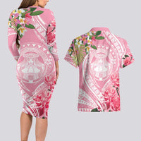 Aloha Hawaii Maui Couples Matching Long Sleeve Bodycon Dress and Hawaiian Shirt Goddess Lokelani Rose LT7 - Polynesian Pride