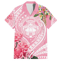 Aloha Hawaii Maui Family Matching Short Sleeve Bodycon Dress and Hawaiian Shirt Goddess Lokelani Rose LT7 Dad's Shirt - Short Sleeve Pink - Polynesian Pride