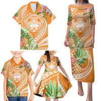 Aloha Hawaii Lanai Family Matching Puletasi and Hawaiian Shirt Frangipani Mix Pineapple LT7 - Polynesian Pride