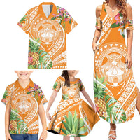 Aloha Hawaii Lanai Family Matching Summer Maxi Dress and Hawaiian Shirt Frangipani Mix Pineapple LT7 - Polynesian Pride