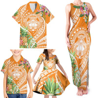 Aloha Hawaii Lanai Family Matching Tank Maxi Dress and Hawaiian Shirt Frangipani Mix Pineapple LT7 - Polynesian Pride
