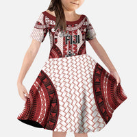 Bula Fiji Vintage Kid Short Sleeve Dress Scarlet Masi Motifs