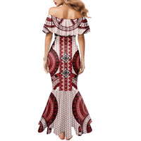 Bula Fiji Vintage Mermaid Dress Scarlet Masi Motifs