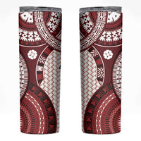 Bula Fiji Vintage Skinny Tumbler Scarlet Masi Motifs LT7 Scarlet - Polynesian Pride