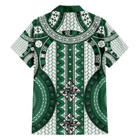Bula Fiji Vintage Family Matching Puletasi and Hawaiian Shirt Phthalo Green Masi Motifs LT7 - Polynesian Pride