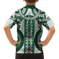 Bula Fiji Vintage Kid Hawaiian Shirt Phthalo Green Masi Motifs