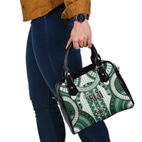 Bula Fiji Vintage Shoulder Handbag Phthalo Green Masi Motifs