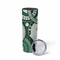 Bula Fiji Vintage Skinny Tumbler Phthalo Green Masi Motifs LT7 - Polynesian Pride
