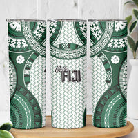 Bula Fiji Vintage Skinny Tumbler Phthalo Green Masi Motifs LT7 - Polynesian Pride