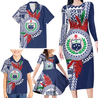 Samoa Rugby Personalized Family Matching Long Sleeve Bodycon Dress and Hawaiian Shirt Toa Samoa Myriad Siapo LT7 - Polynesian Pride