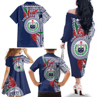 Samoa Rugby Personalized Family Matching Off The Shoulder Long Sleeve Dress and Hawaiian Shirt Toa Samoa Myriad Siapo LT7 - Polynesian Pride