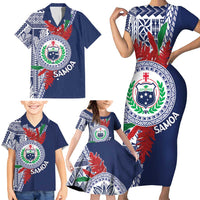 Samoa Rugby Personalized Family Matching Short Sleeve Bodycon Dress and Hawaiian Shirt Toa Samoa Myriad Siapo LT7 - Polynesian Pride