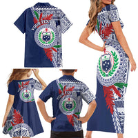Samoa Rugby Personalized Family Matching Short Sleeve Bodycon Dress and Hawaiian Shirt Toa Samoa Myriad Siapo LT7 - Polynesian Pride