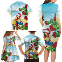 Have A Very Beach Christmas Family Matching Long Sleeve Bodycon Dress and Hawaiian Shirt Parrot By Lehua Flower LT7 - Polynesian Pride