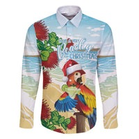 Have A Very Beach Christmas Family Matching Off The Shoulder Long Sleeve Dress and Hawaiian Shirt Parrot By Lehua Flower LT7 Dad's Shirt - Long Sleeve Art - Polynesian Pride