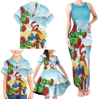Have A Very Beach Christmas Family Matching Tank Maxi Dress and Hawaiian Shirt Parrot By Lehua Flower LT7 - Polynesian Pride