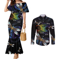 Personalised Polynesian Memorial Couples Matching Mermaid Dress and Long Sleeve Button Shirt Your Wings Were Ready But My Heart Was Not LT7 Black - Polynesian Pride