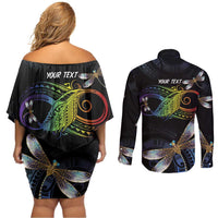 Personalised Polynesian Memorial Couples Matching Off Shoulder Short Dress and Long Sleeve Button Shirt Your Wings Were Ready But My Heart Was Not LT7 - Polynesian Pride